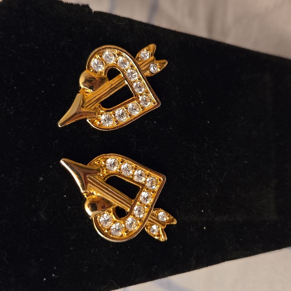 Swarovski Heart and Arrow Post Earrings